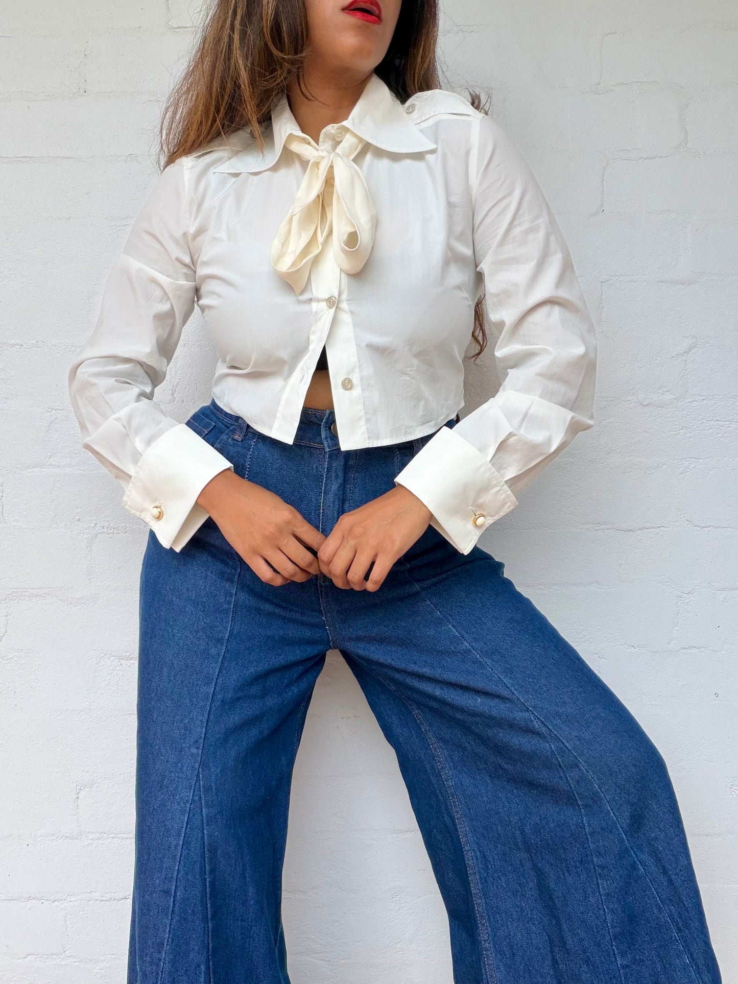 GUCCI White Cropped Shirt
