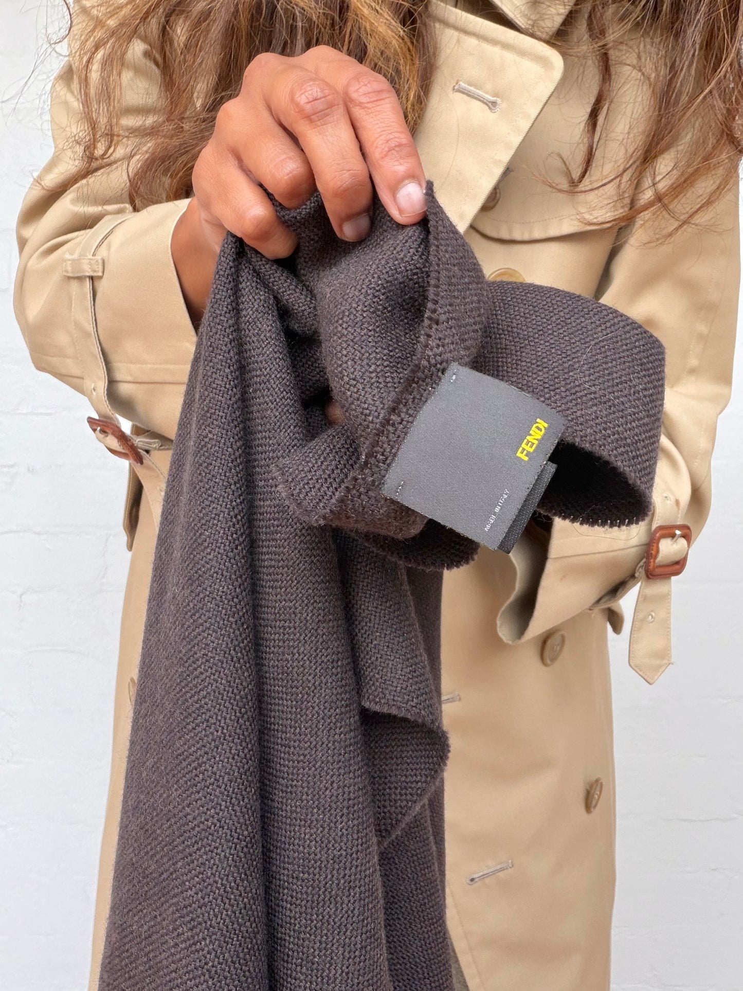 Vintage Fendi Wool Scarf - Black & Brown