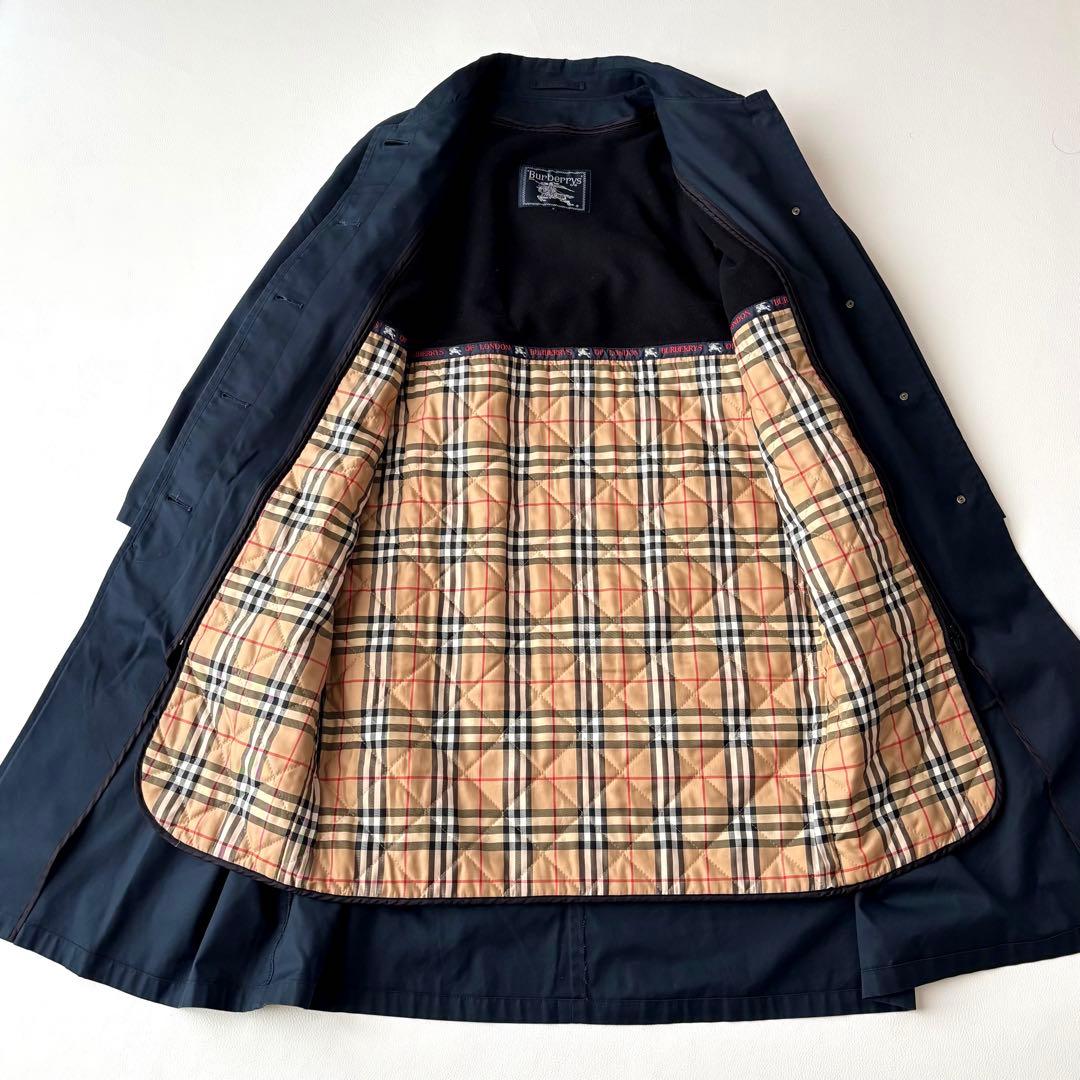 Burberry Balmacaan Trench Coat With Detachable Quilted Lining - Navy