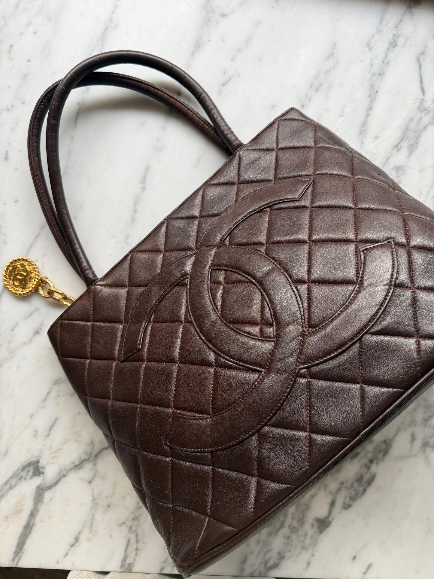 Vintage Chanel Medallion Tote - Chocolate Brown