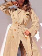 Vintage Burberry Hooded Trench Coat - Beige