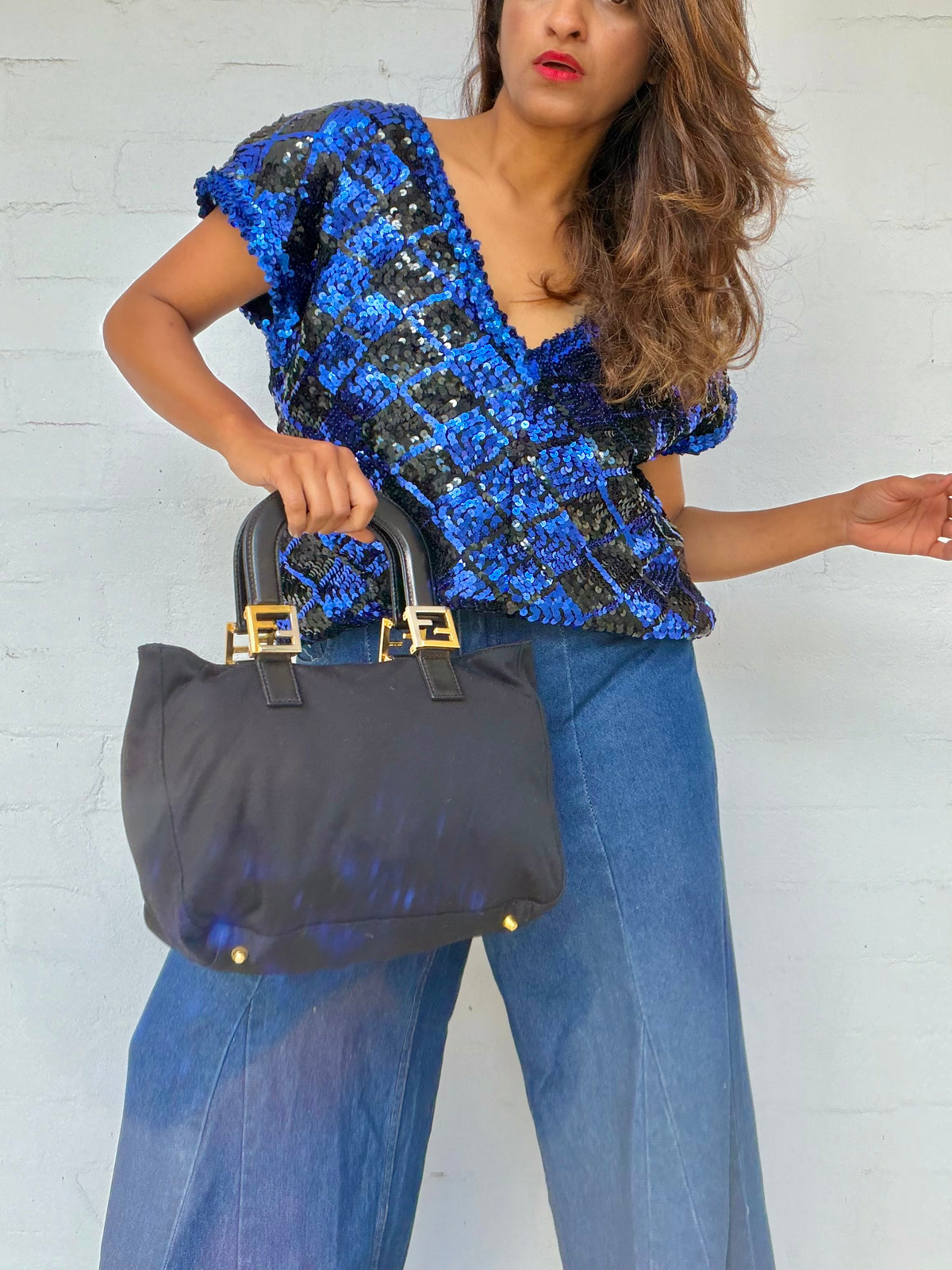 Vintage Fendi Nylon FF Mini Tote - Black