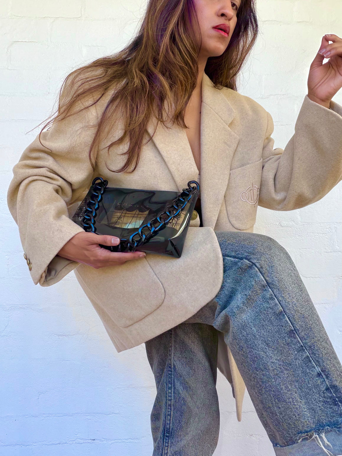Rare Chanel Black Vinyl Maison Coco Window Bag