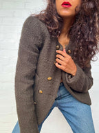CELINE Chasseur Jacket Bouclé Tweed Khaki