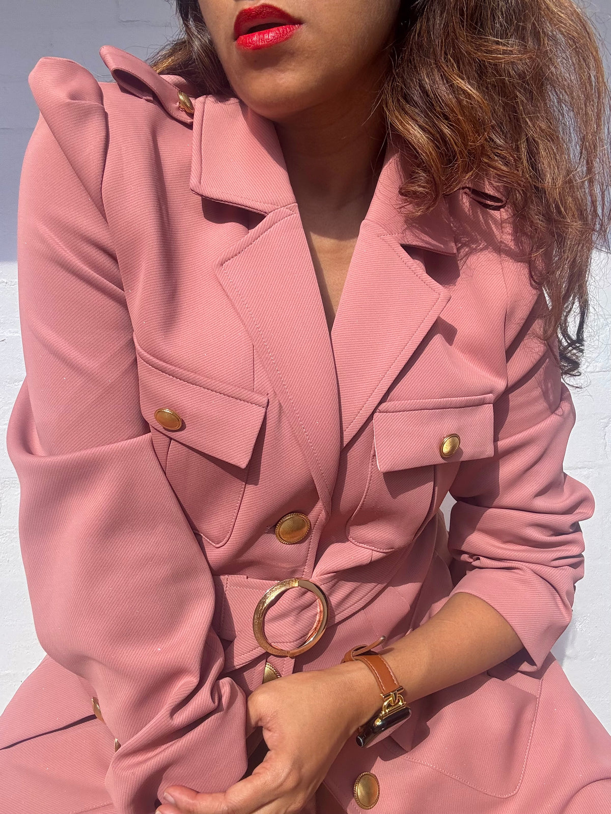 Long Spring Coat - Dusty Pink