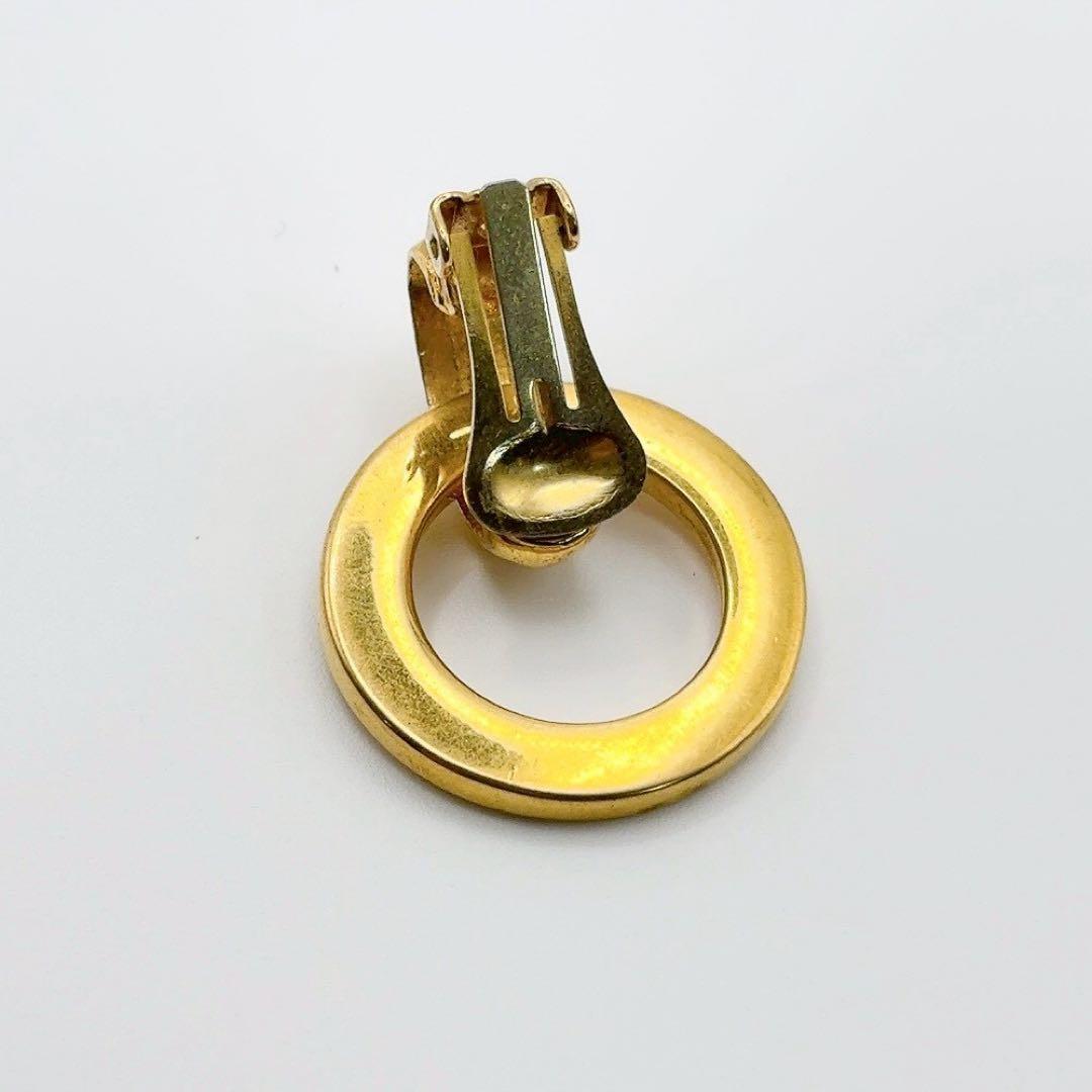 Vintage Celine Gold Engraved Circle Motif Earrings - Large