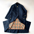 Burberry Balmacaan Trench Coat With Detachable Quilted Lining - Navy