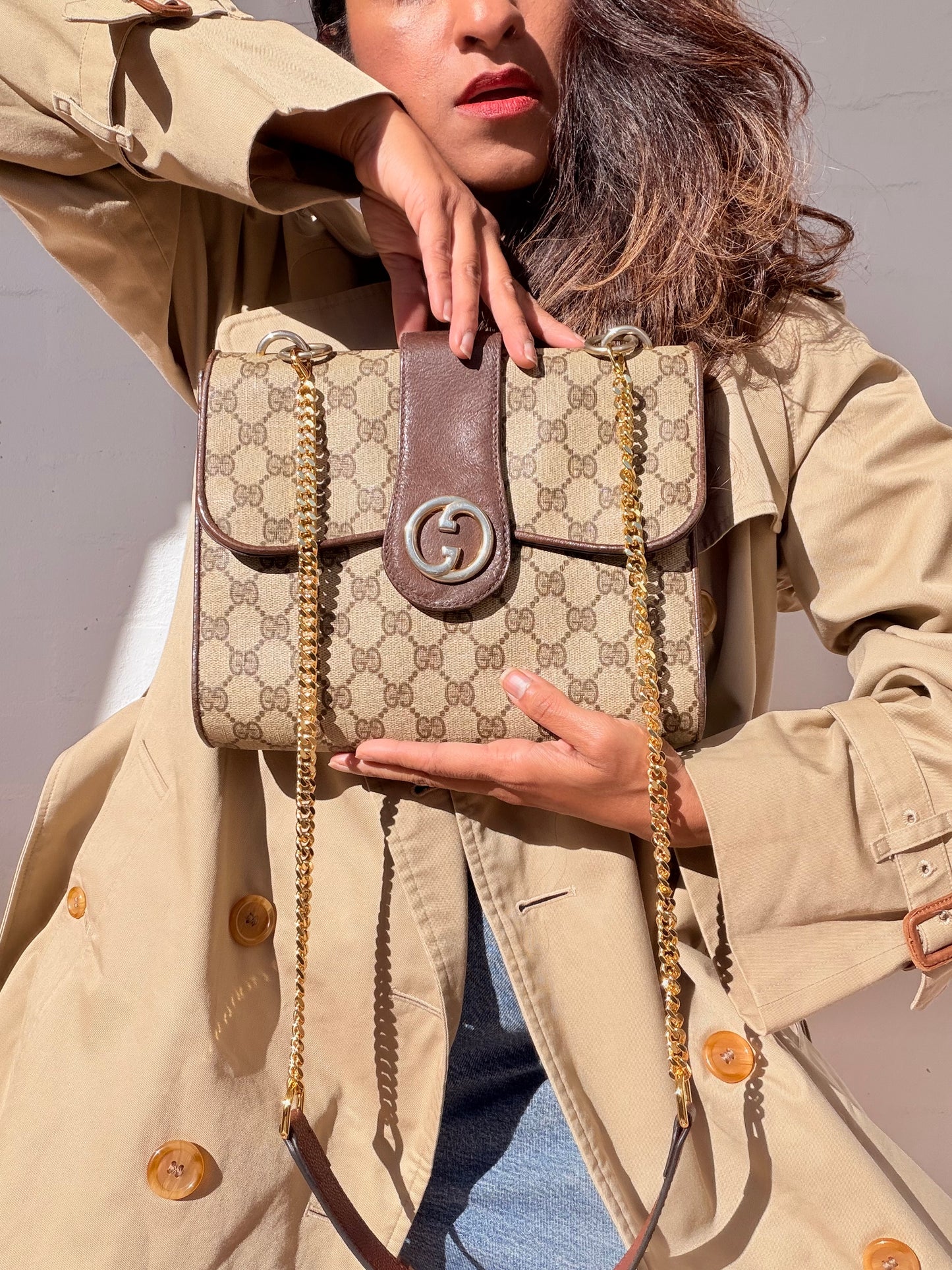 Vintage Gucci Monogram Crossbody Bag