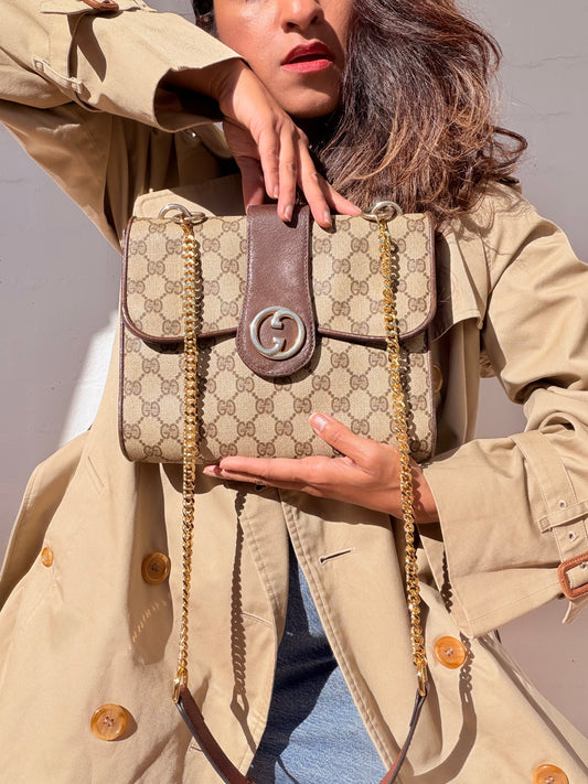 Vintage Gucci Monogram Crossbody Bag