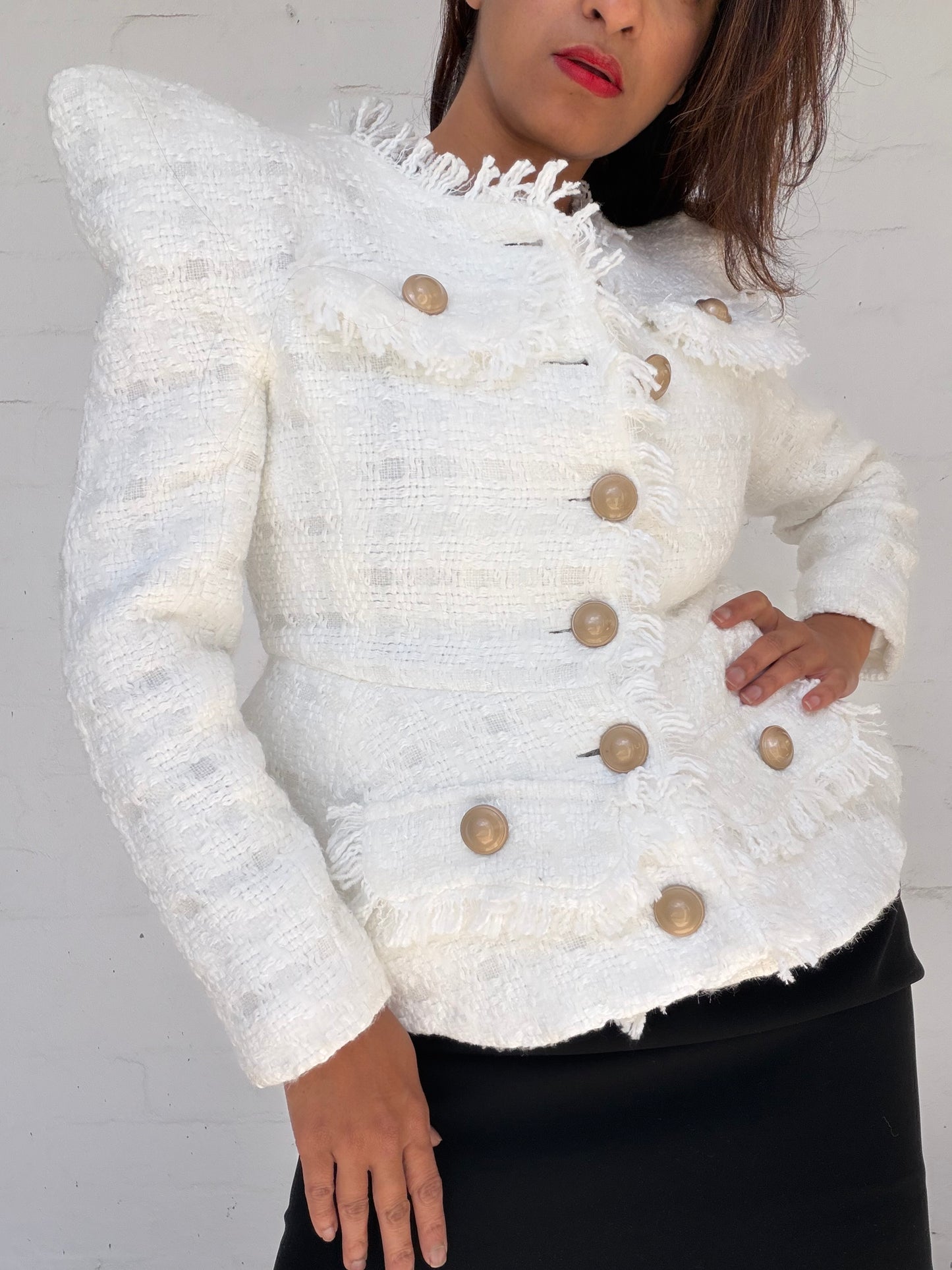 White Bouclé Tailored Jacket