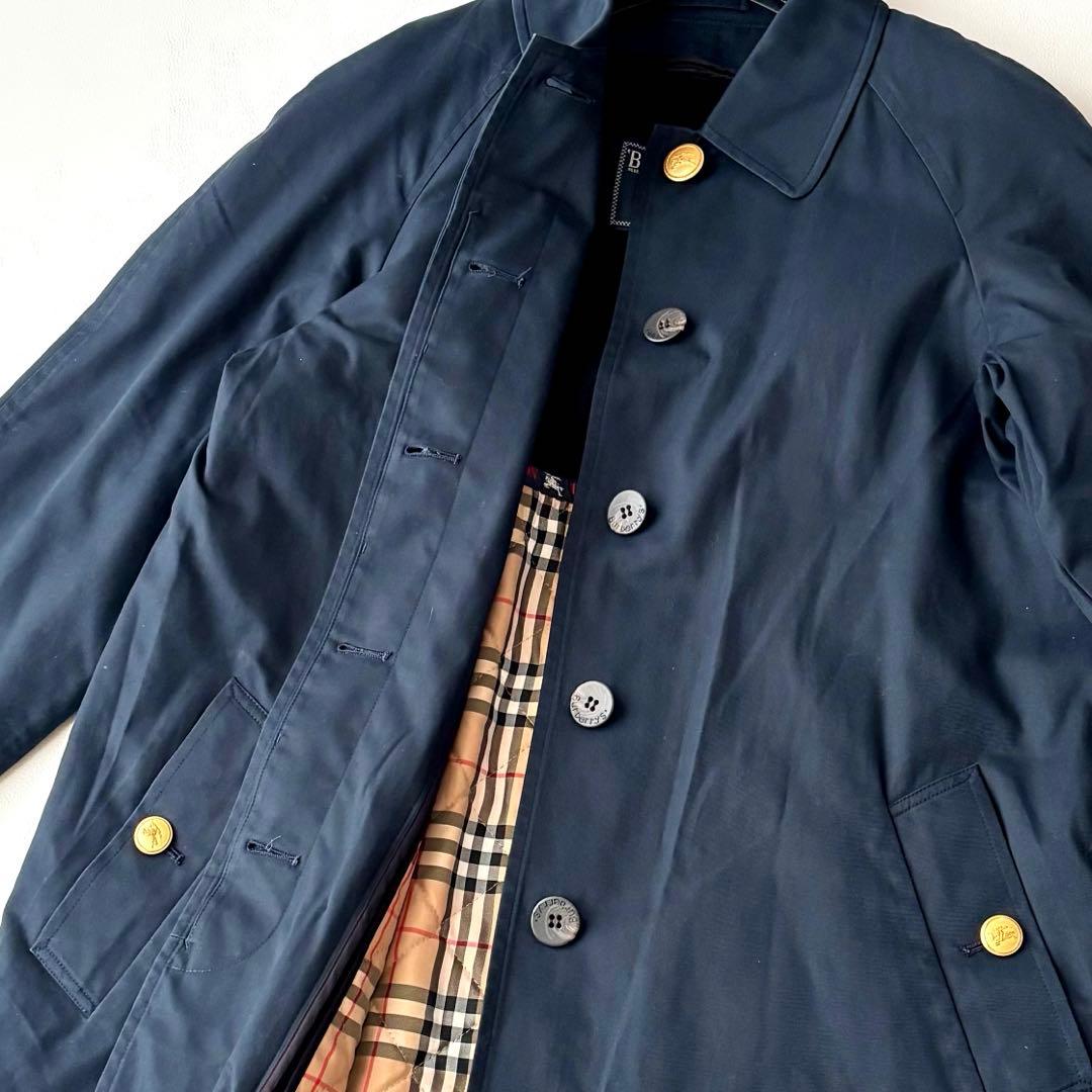 Burberry Balmacaan Trench Coat With Detachable Quilted Lining - Navy