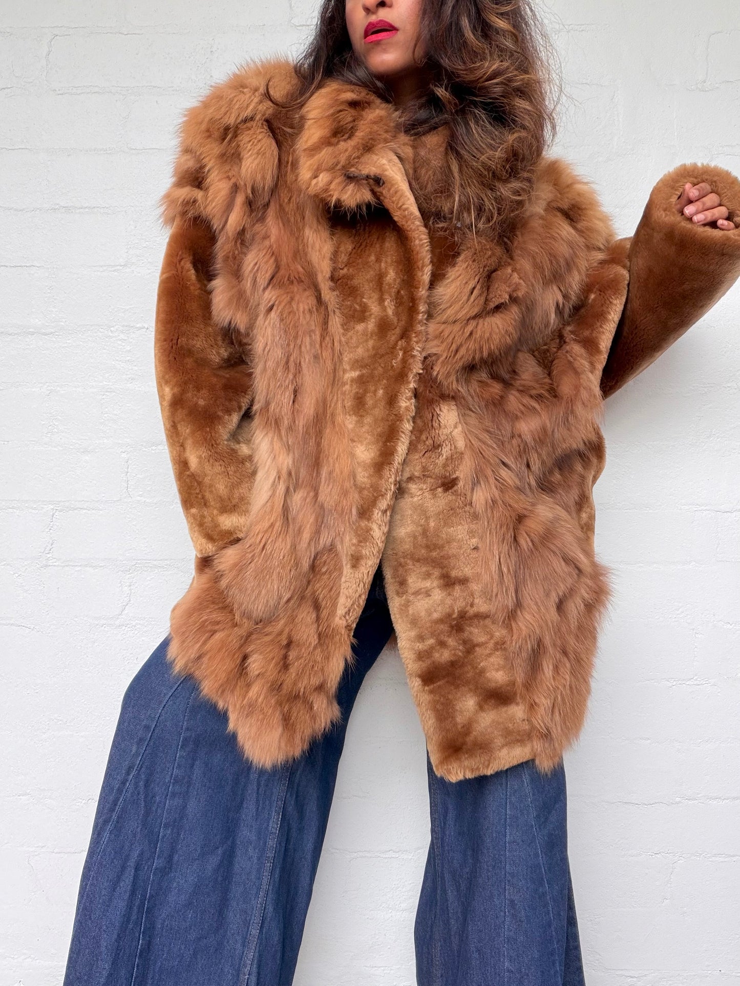 Vintage Caramel Brown Fur Coat