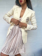 Vintage POLO RALPH LAUREN Embroidered Cream Crest Blazer