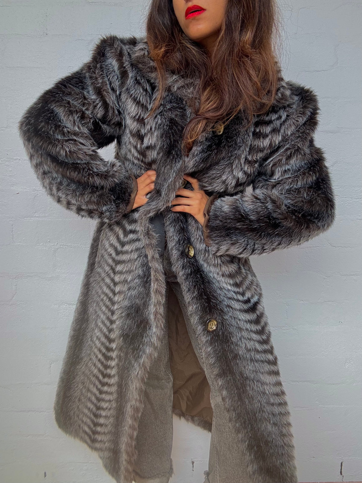 Vintage Parisian Faux Fur Coat