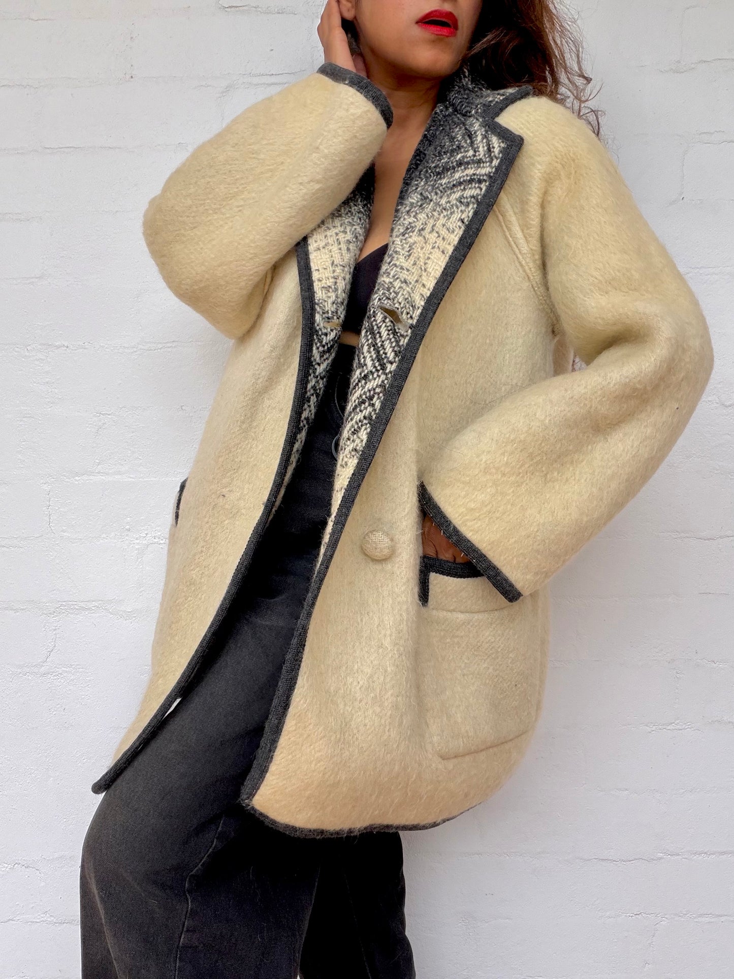 Vintage Reversible Mohair Coat -  Made in England