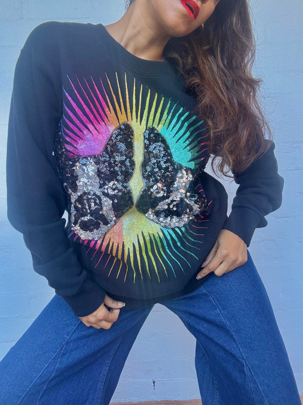Gucci Black Knit Sequined Bosco & Orso Sweatshirt