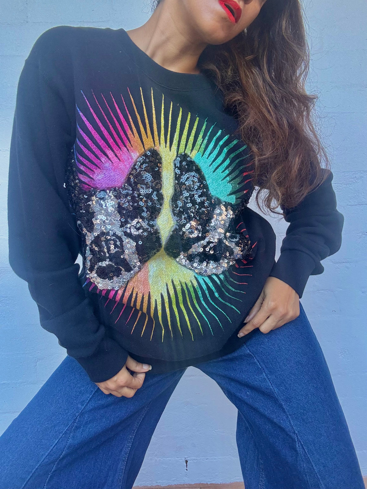 Gucci Black Knit Sequined Bosco & Orso Sweatshirt