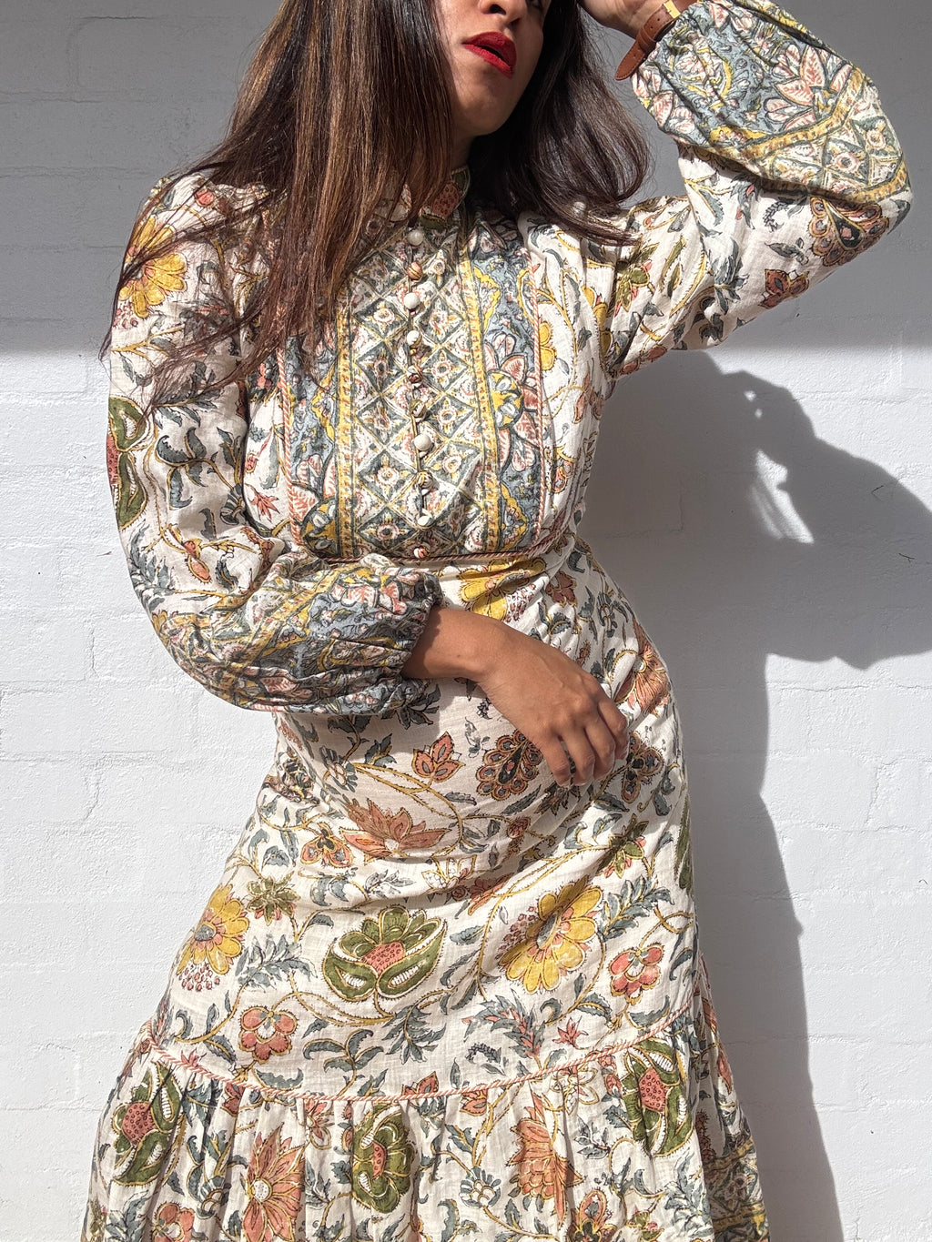ZIMMERMANN Edie Border High Neck Dress In Crmp