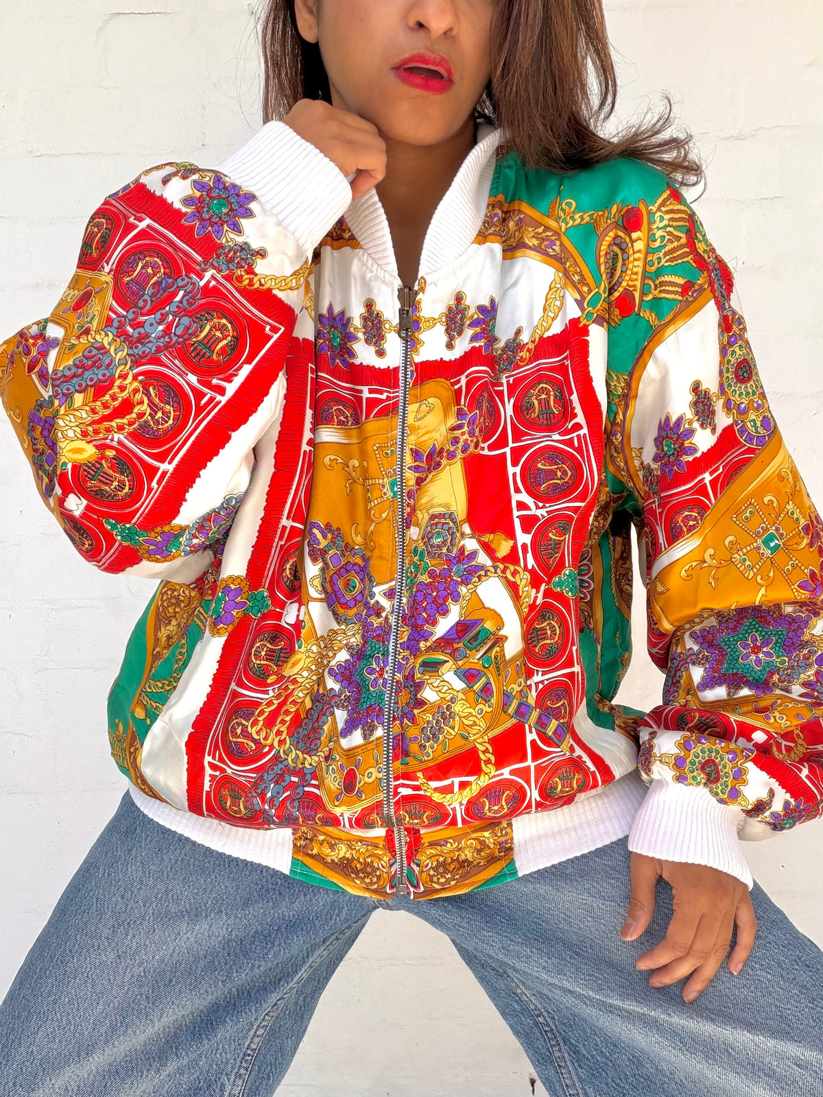 Vintage Printed Bomber Jacket