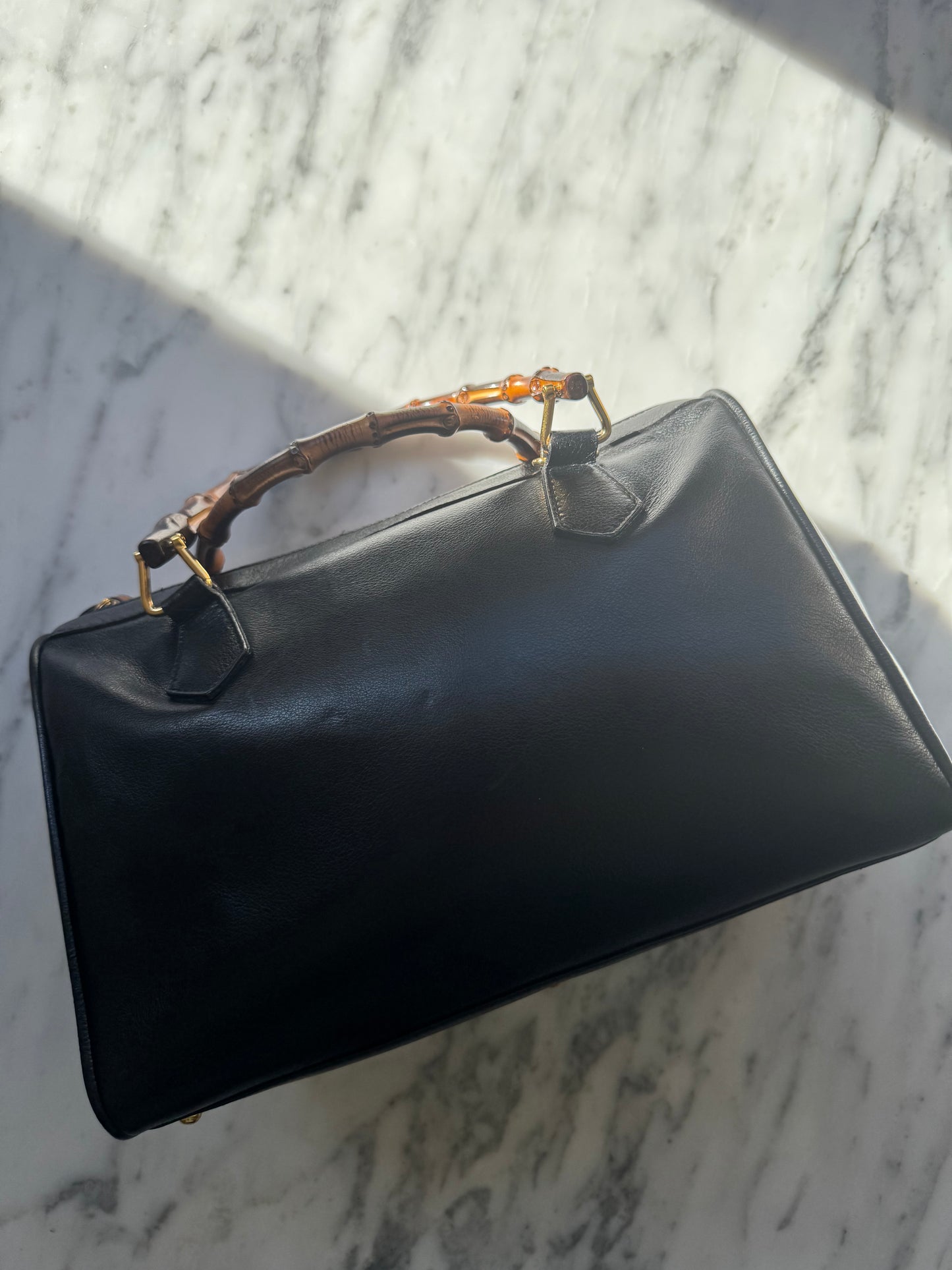 Vintage GUCCI Bamboo Top Handle Bag – Black Leather