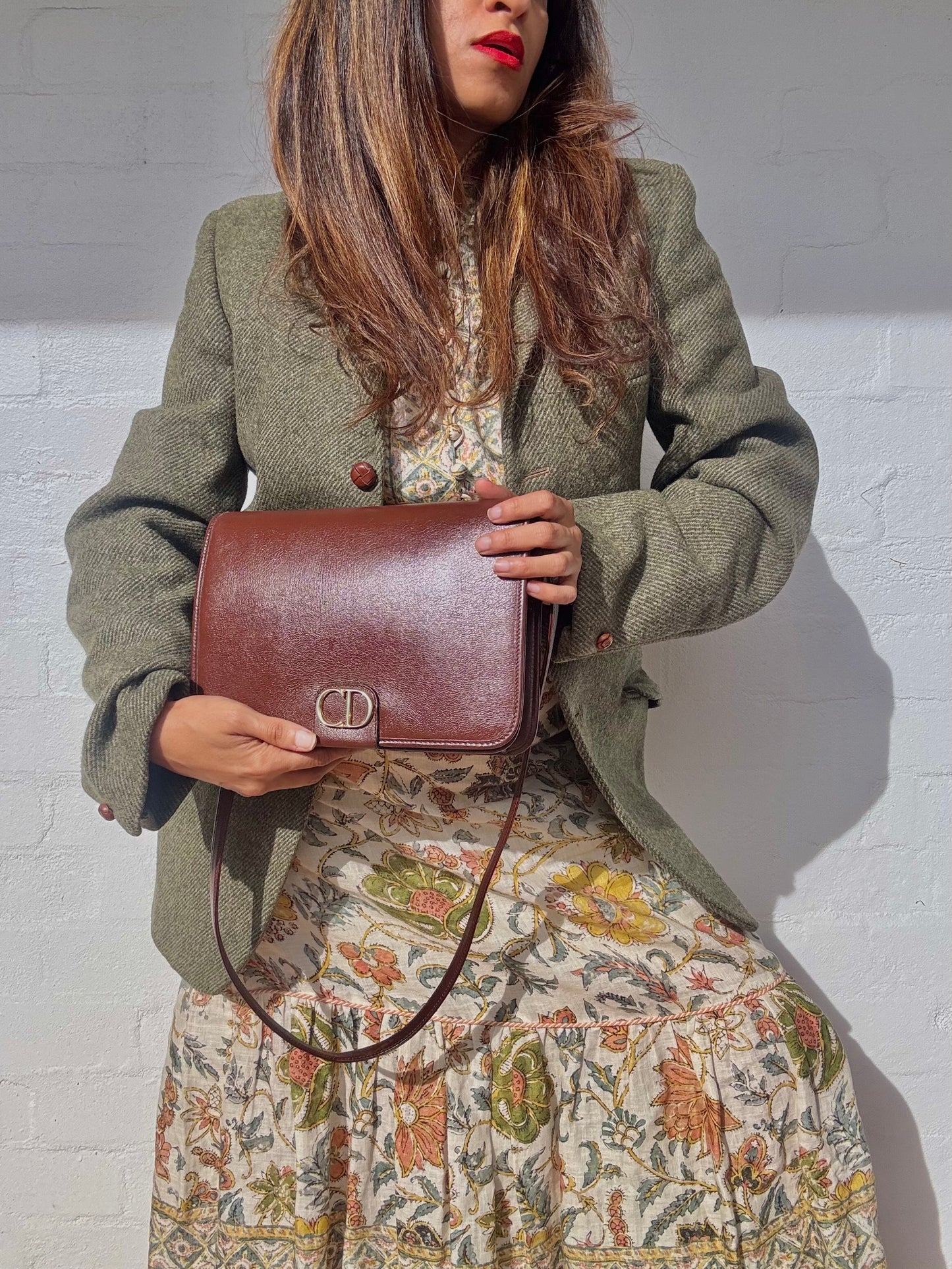 Vintage Christian Dior Leather Bag - Brown