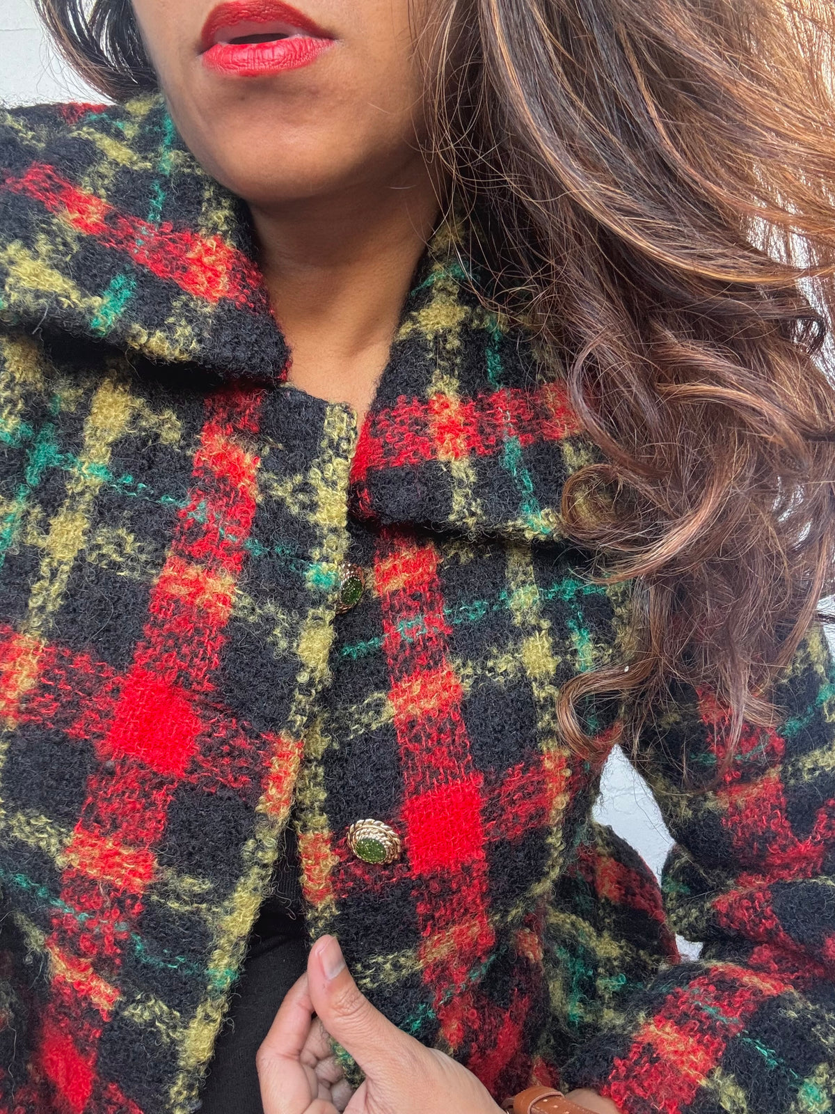 Vintage Multicolor Plaid Coat