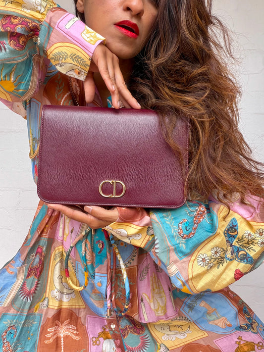 Vintage Christian Dior Leather Bag - Bordeaux
