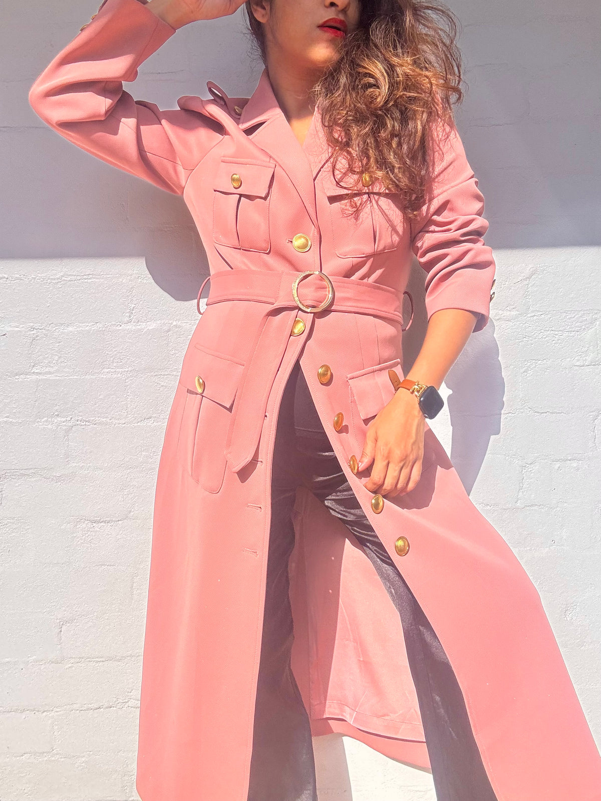 Long Spring Coat - Dusty Pink