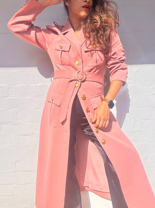 Long Spring Coat - Dusty Pink