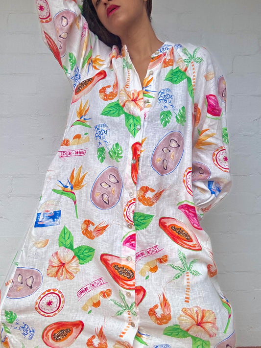 Sheike Printed Linen Maxi Dress