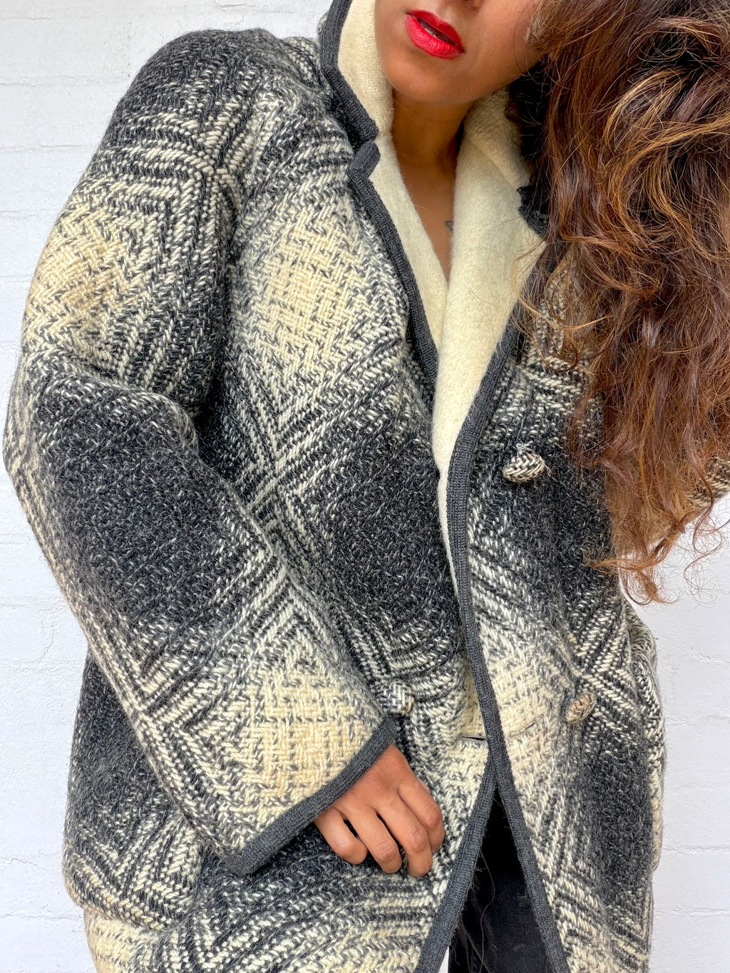 Vintage Reversible Mohair Coat -  Made in England