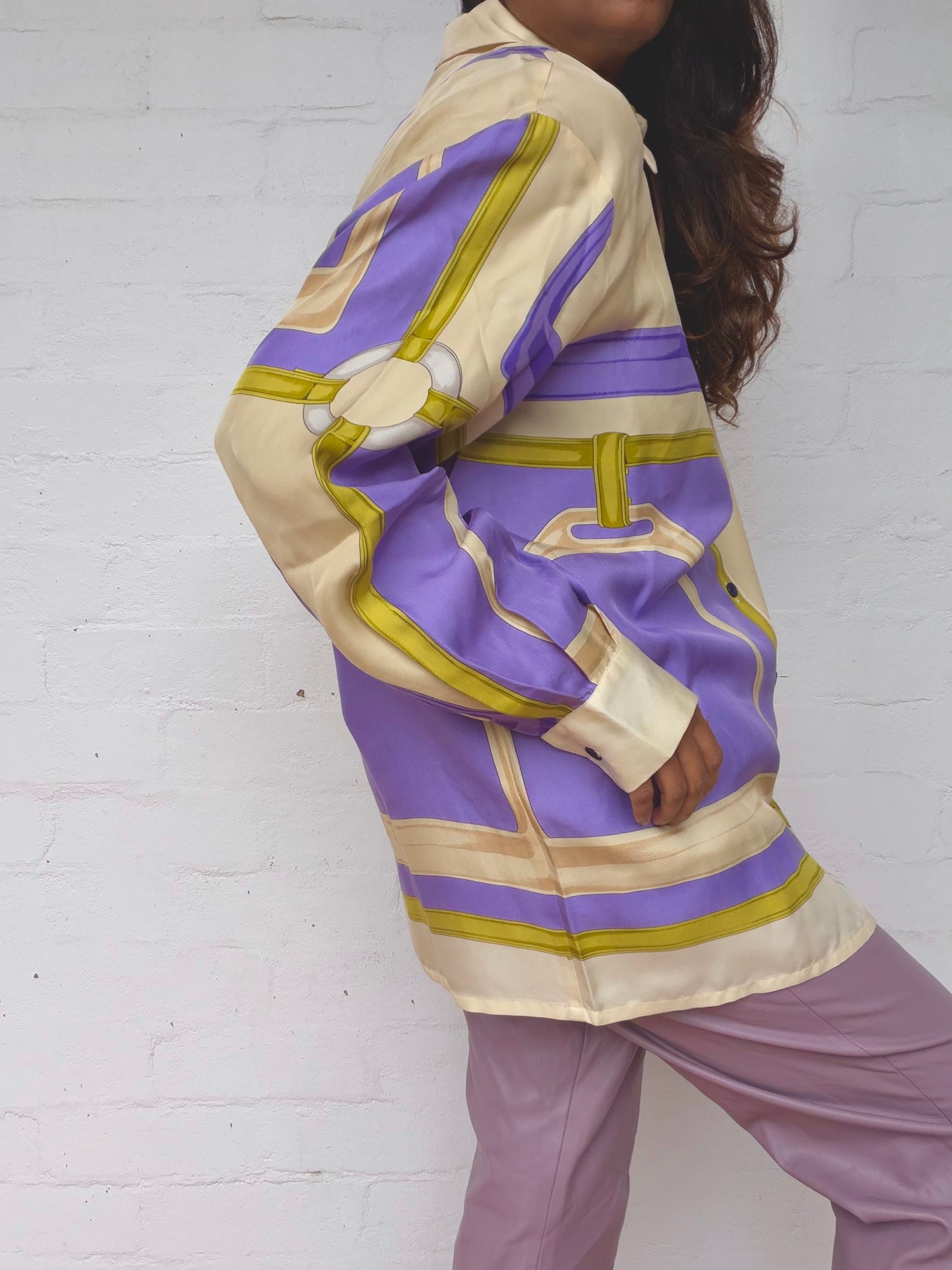Vintage Celine Print 100% Silk Shirt