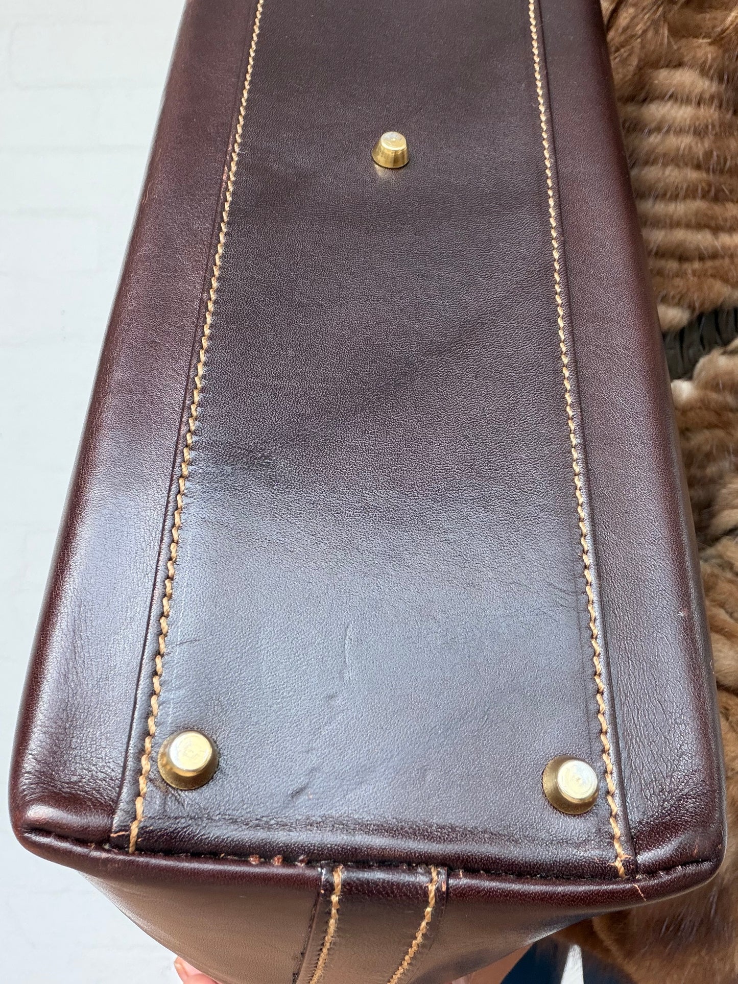 Vintage Fendi 2 in 1 Brown Leather Tote Bag Large