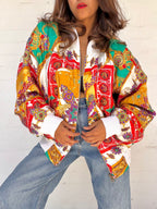 Vintage Printed Bomber Jacket