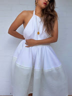 Scanlan & Theodore Mesh Scuba Halter Dress -  White
