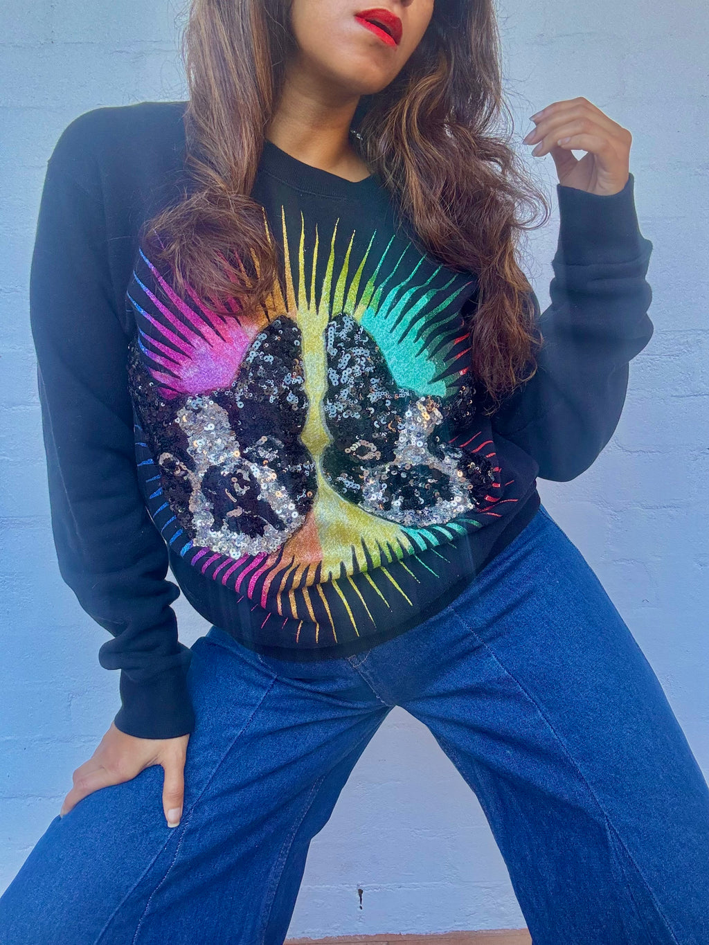Gucci Black Knit Sequined Bosco & Orso Sweatshirt