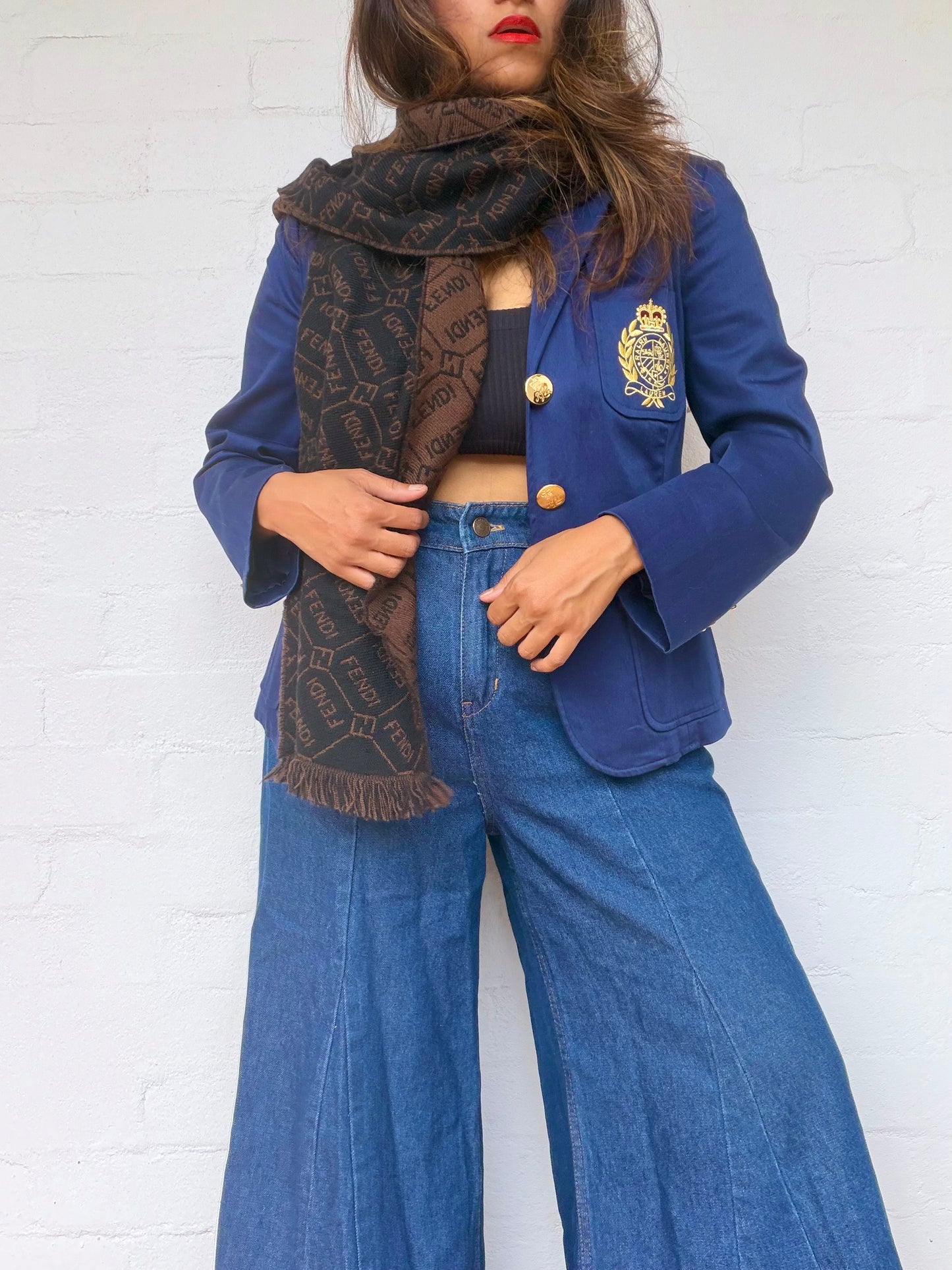 Vintage Fendi Wool Scarf - Black & Brown