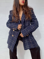 Camilla and Marc - Dominique Blazer Navy & Gold Check, Brand New with Tags