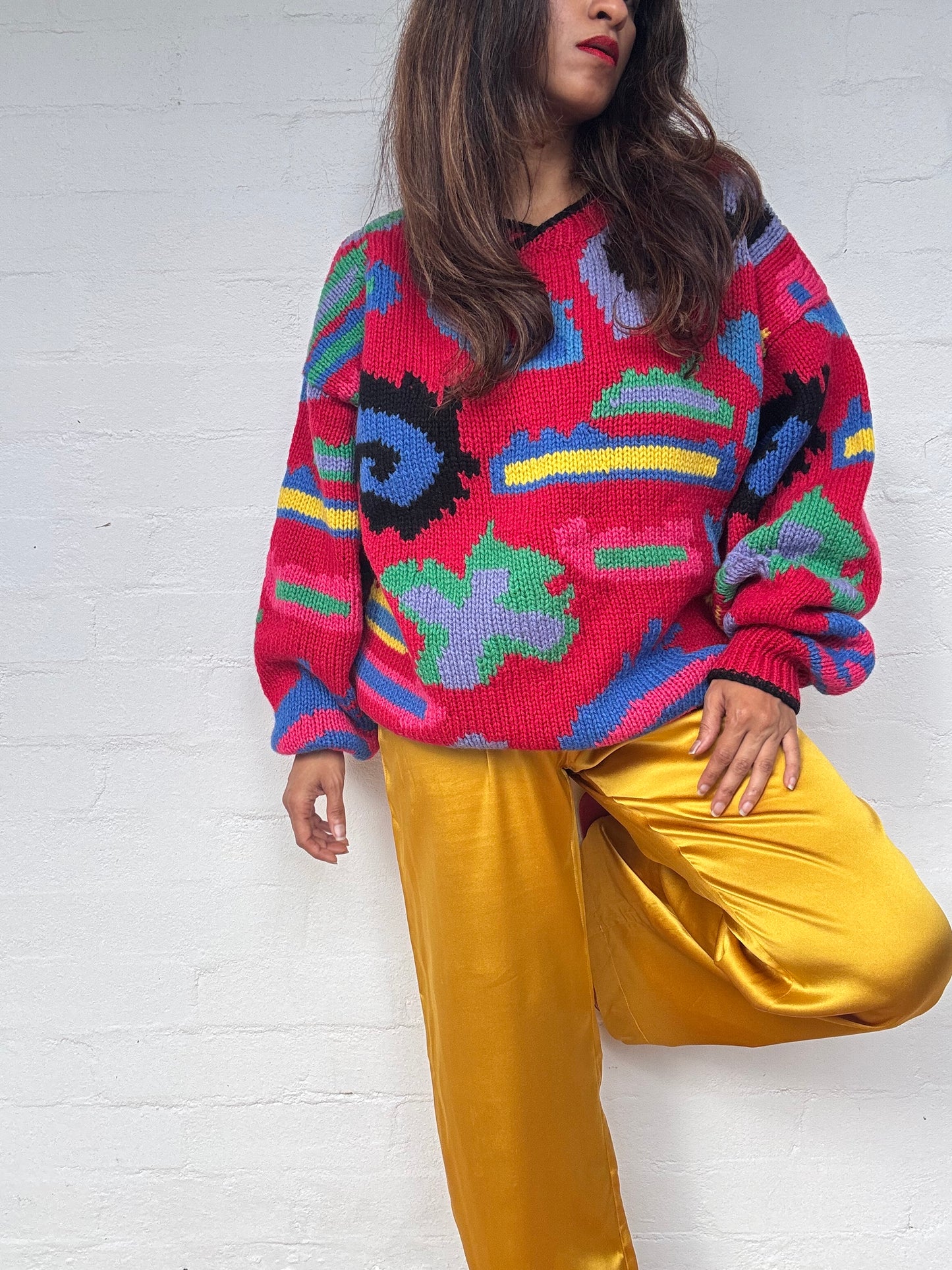 Vintage Colourful Oversized Wool Jumper