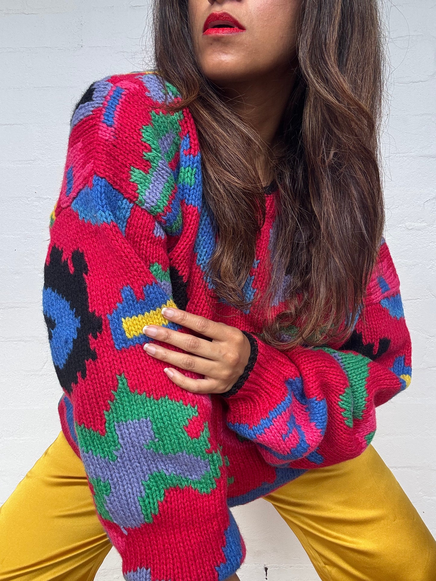 Vintage Colourful Oversized Wool Jumper