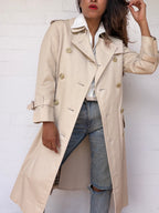 Burberry Double Breasted Trench Coat - Light Beige