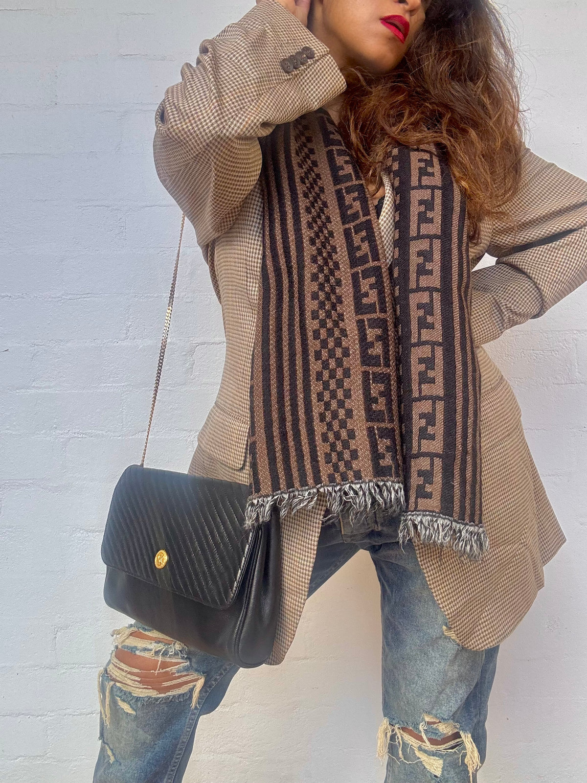 Vintage Celine Triomphe Chain Shoulder & Clutch Bag