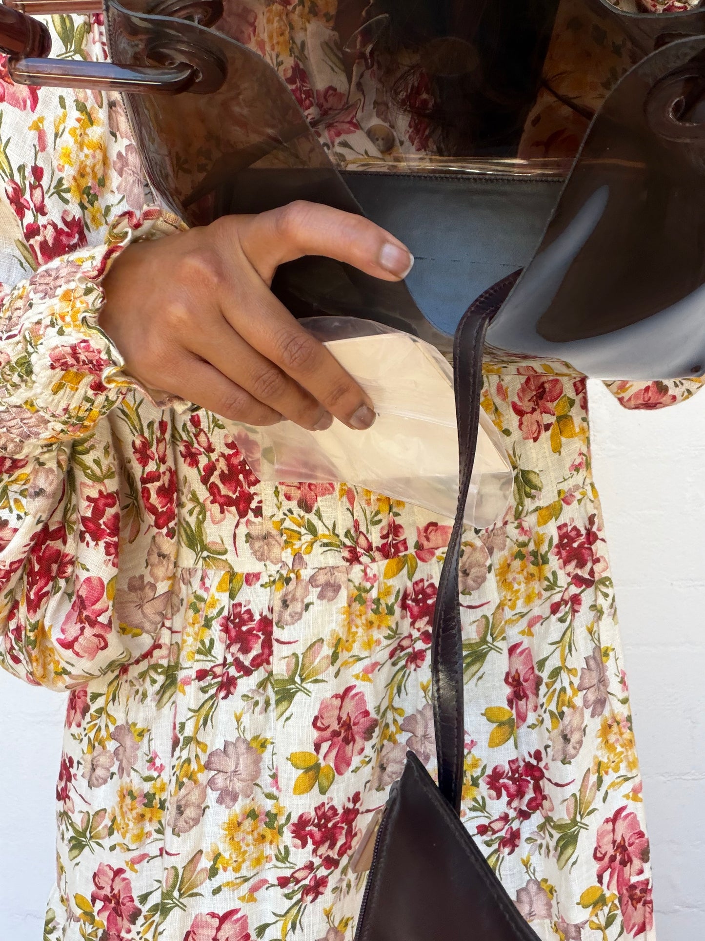 Gucci Brown Bamboo Handle Transparent Shoulder Bag