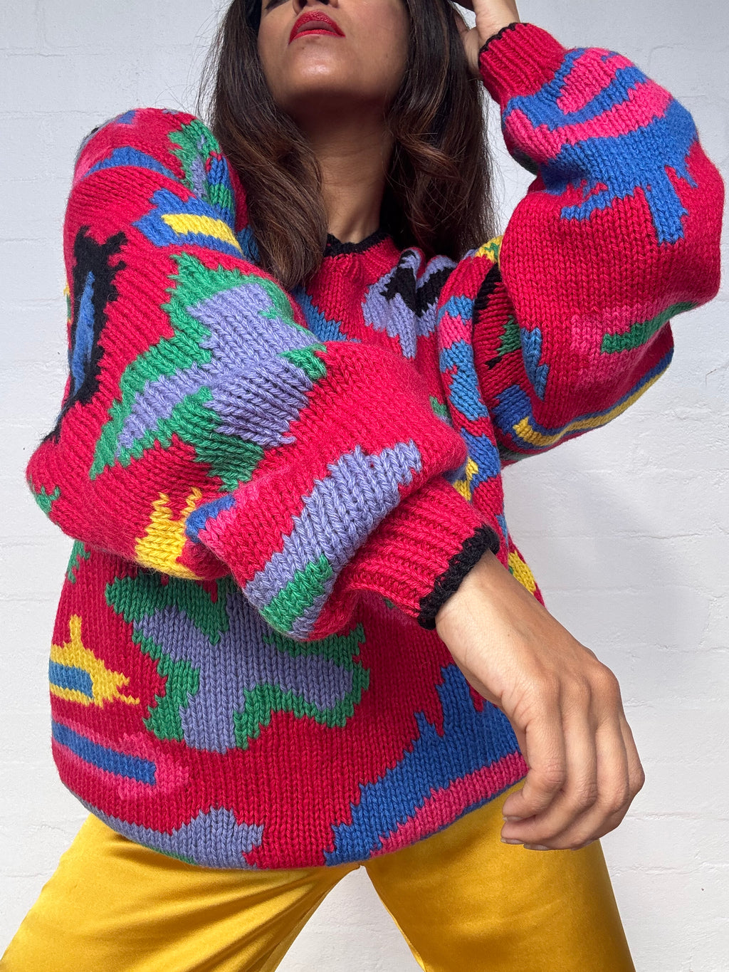 Vintage Colourful Oversized Wool Jumper