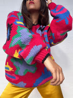 Vintage Colourful Oversized Wool Jumper