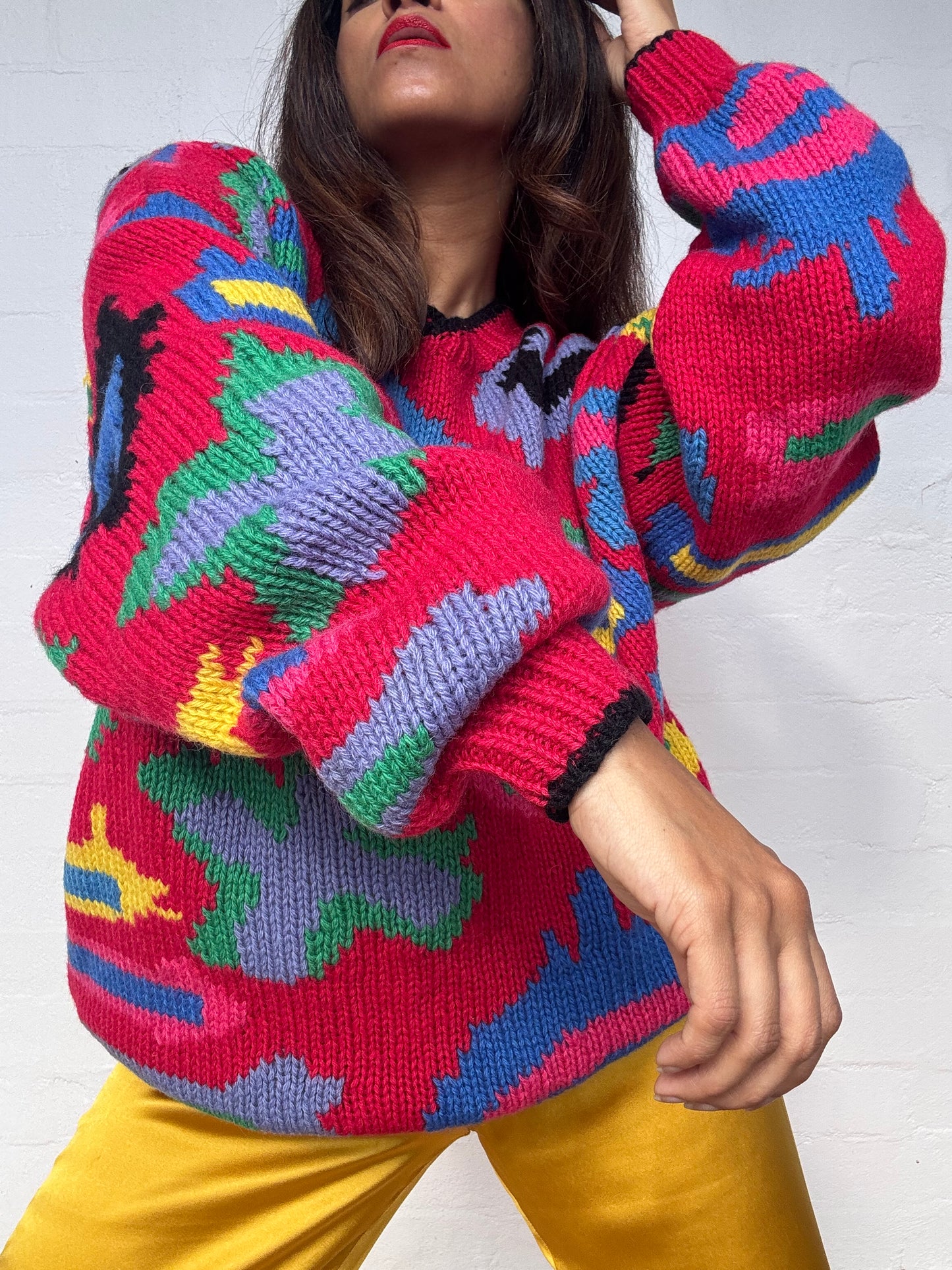 Vintage Colourful Oversized Wool Jumper