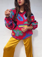 Vintage Colourful Oversized Wool Jumper