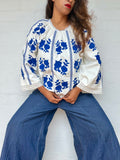 Sezane Embroidered Cotton Blouse