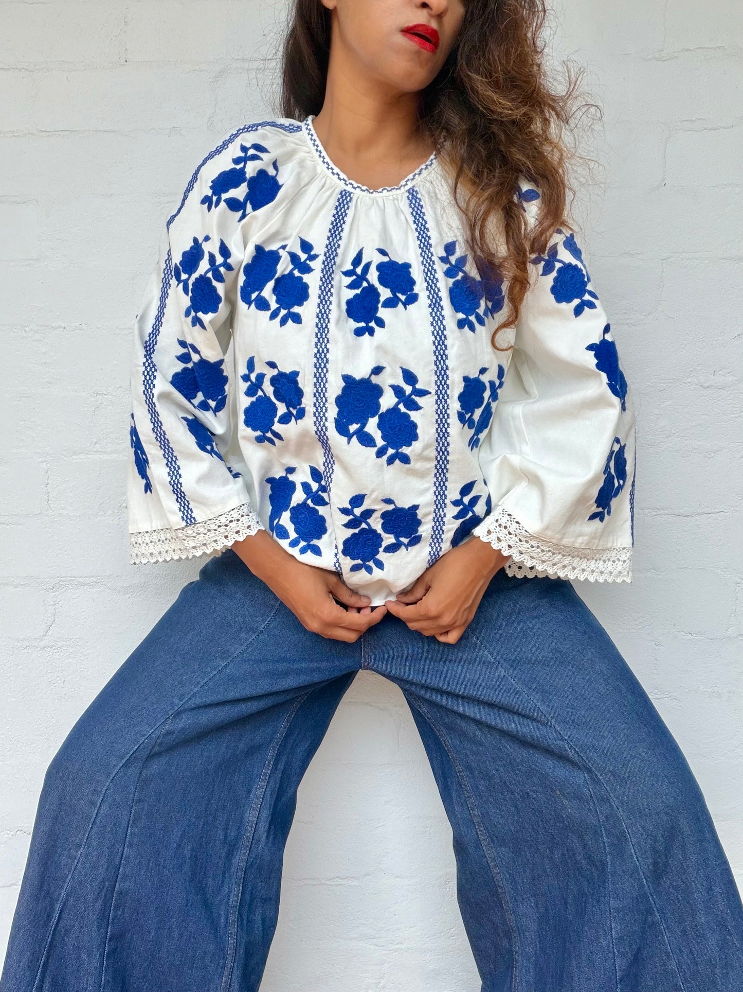Sezane Embroidered Cotton Blouse