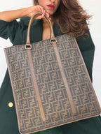 Rare Vintage Fendi Zucca Large Vertical Tote